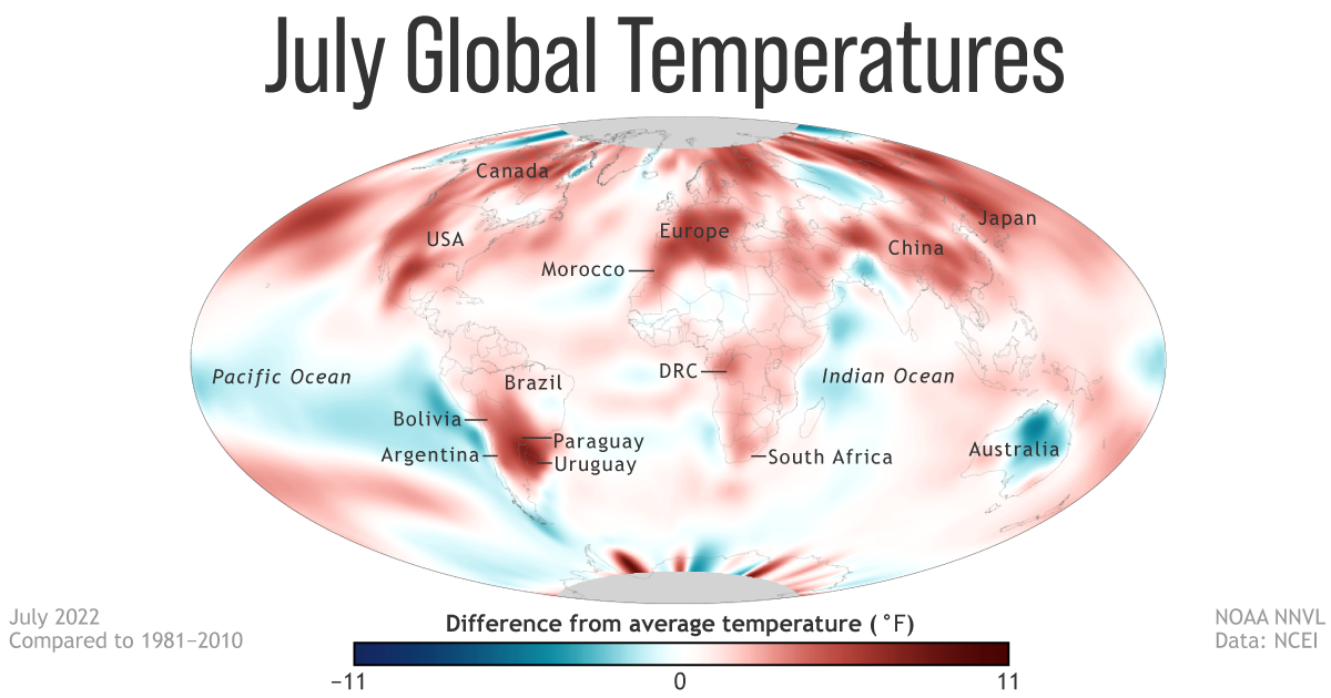 Global climate summary for July 2022 NOAA Climate.gov