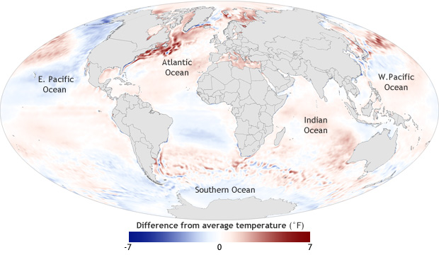 Global map of sea surface temperatures, 2012