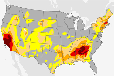 A trio of drought hotspots across the United States