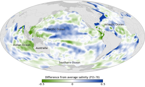 Ocean salinity map