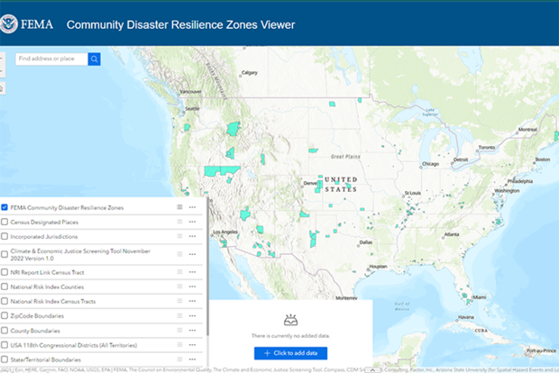 Community Disaster Resilience Zones map