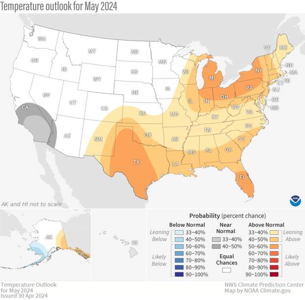 May 2024 temperature outlook updated