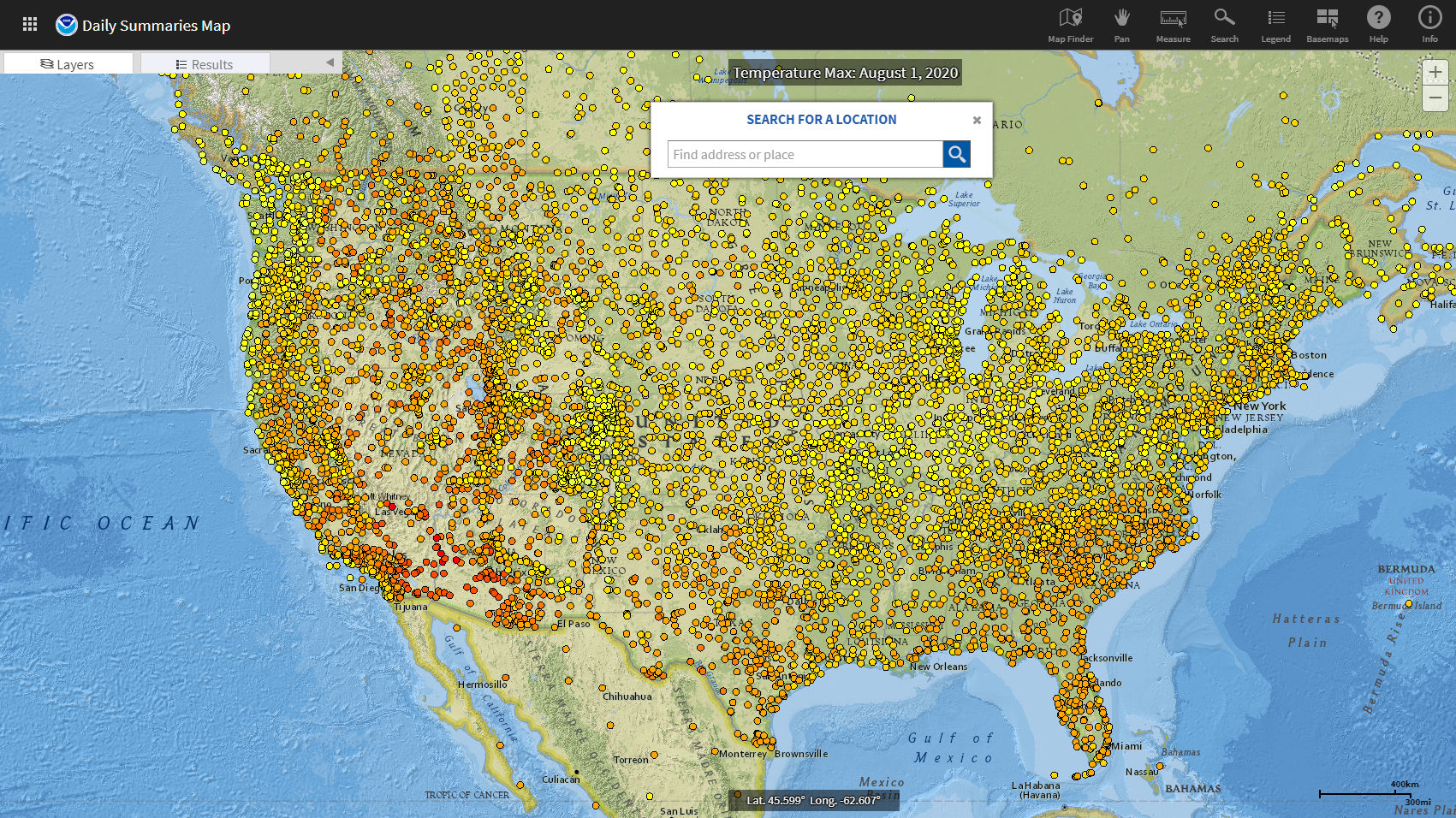 NCEI Map Viewer Application - Data Locator 