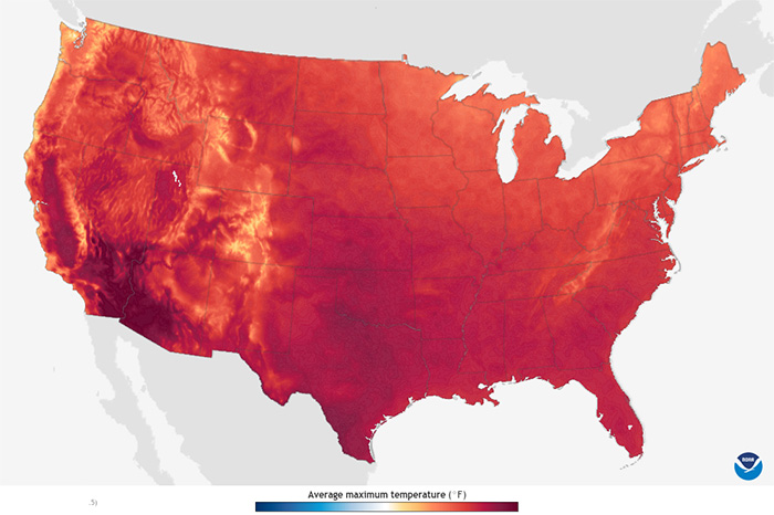 Projections - Average Maximum Temperature, Stabilized Emissions