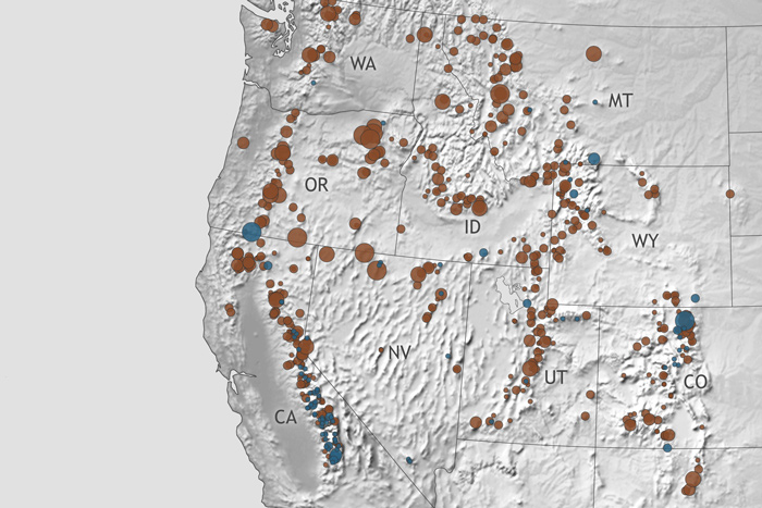Large declines in snowpack across the U. S. West