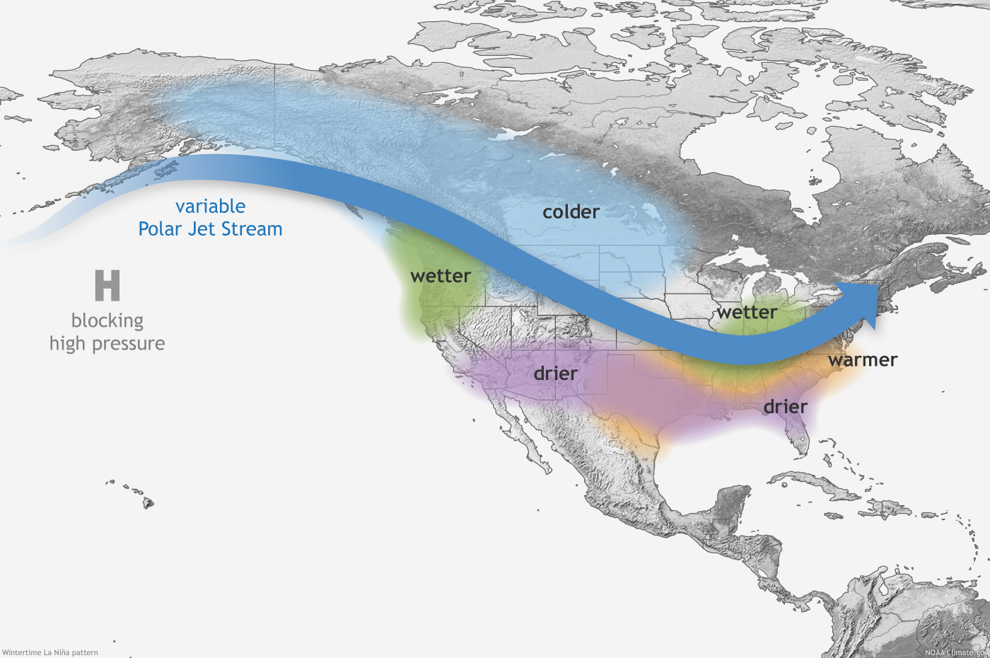 Jet Stream Map Usa How El Nino And La Nina Affect The Winter Jet Stream And U S Climate Noaa Climate Gov
