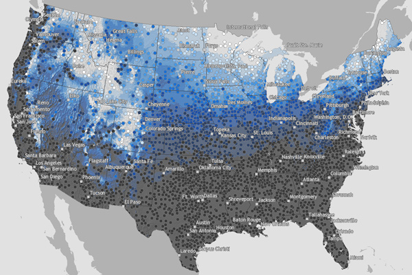 Interactive map: Are you dreaming of a white Christmas?