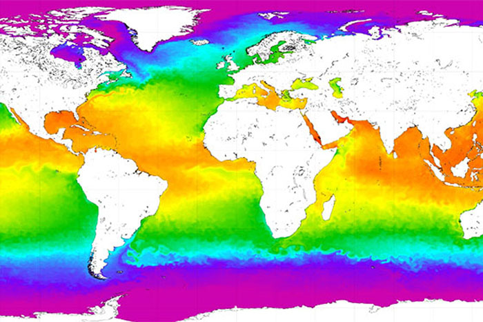 Ocean temperature patterns are strongly controlled by ocean forces on a decadal timescale
