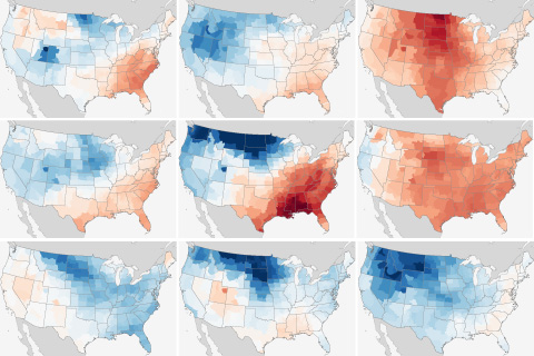 Temperature patterns during every La Niña winter since 1950