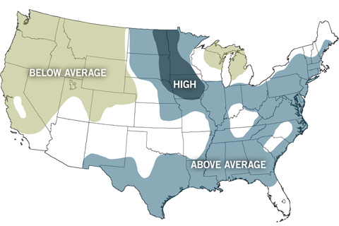 Above-average flood risk is forecast for one-third of U.S.