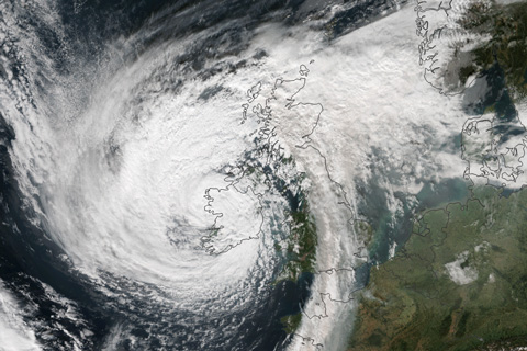 Former hurricane Ophelia batters Ireland