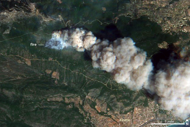 Wildfire, Satellite, Sentinel, EU, Greece,