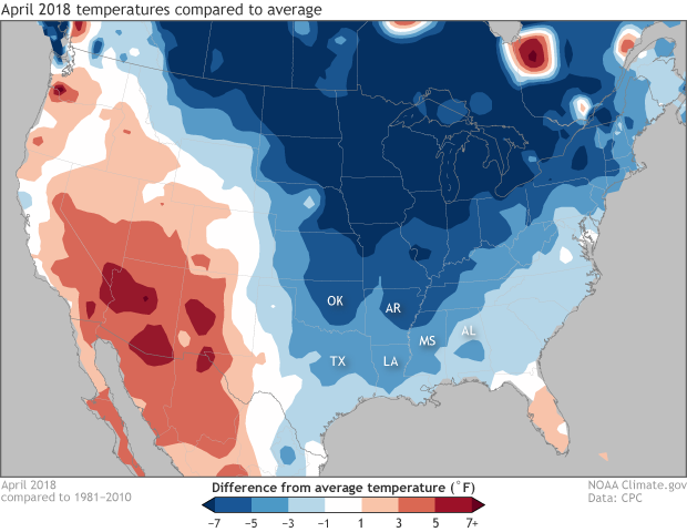 temperature, april, United States