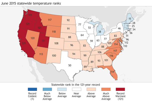 Statewide temperature ranks 