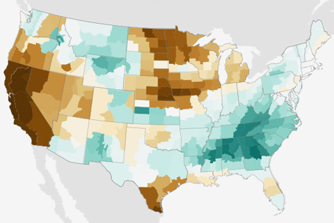 February 2020 was a month of precipitation extremes for the United States