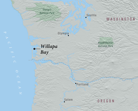 Map of Willapa Bay region and coastline