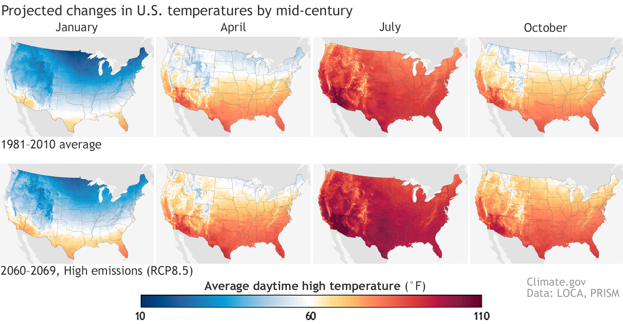 New in Data Snapshots Monthly maps of future U.S. temperatures for