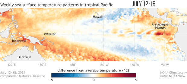 Animated gif of sea surface temperature anomalies in the tropical Pacific