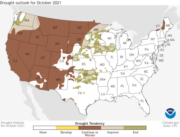 US Drought outlook for October 2021