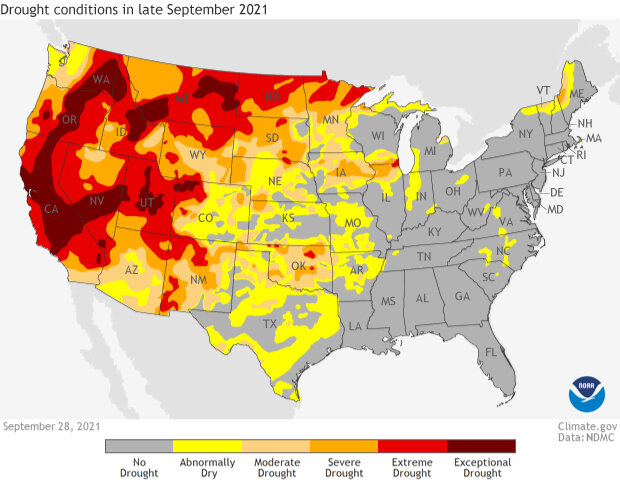 Drought outlook for September 28, 2021