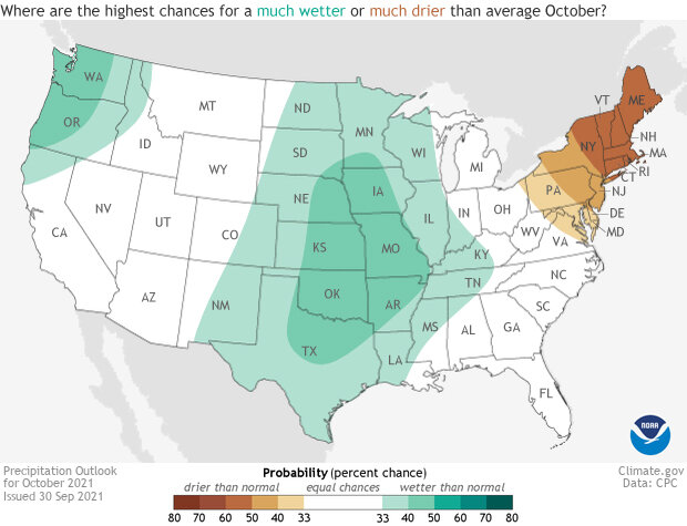 Precipitation outlook for October 2021