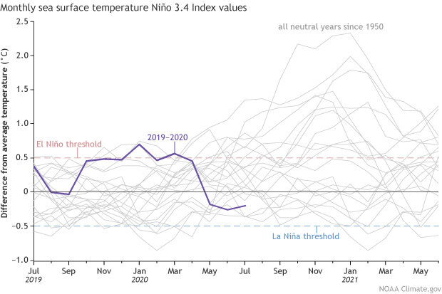 Monthly sea surface temperature in the Nino 3.4 region