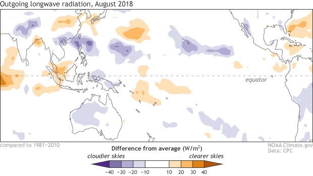 Map of cloud patterns over Pacific Ocean in August 2018