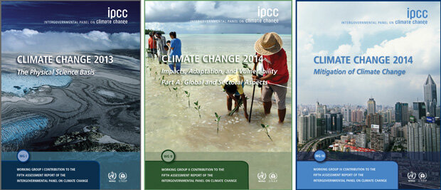 Trio of covers from the IPCC AR5 report series