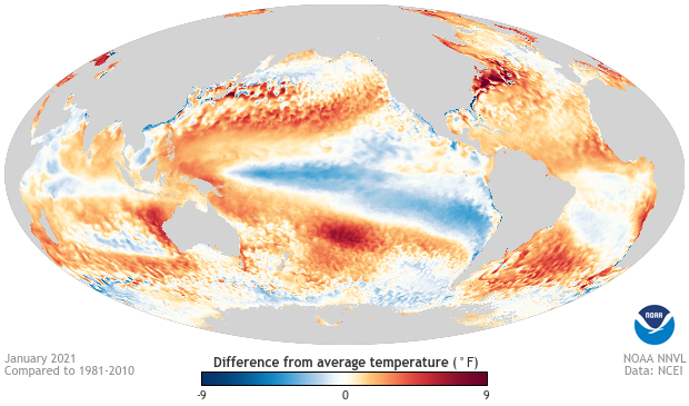 Temperature anomaly map