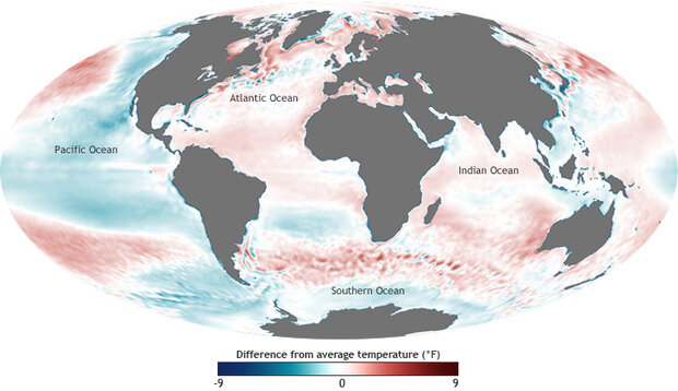 Global map of sea surface temperatures, 2011