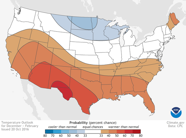 Map of US winter temperature outlook for 2016-17