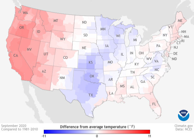 Temperature anomaly map