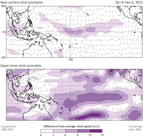 Near-surface wind anomaly maps