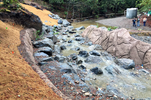 First flows through the side channel