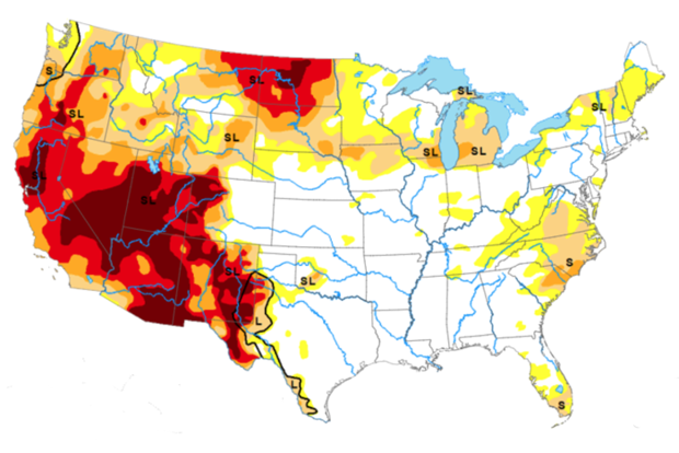 Drought map of U.S.