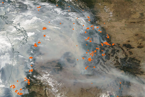 Satellite image of wildfires