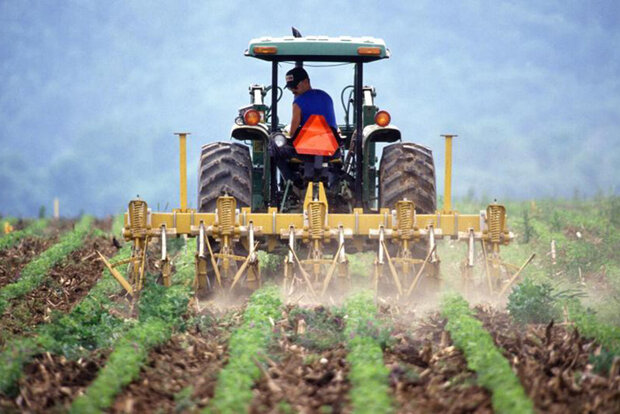 Tractor rolling over field