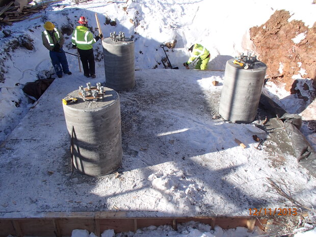 Construction in the snow