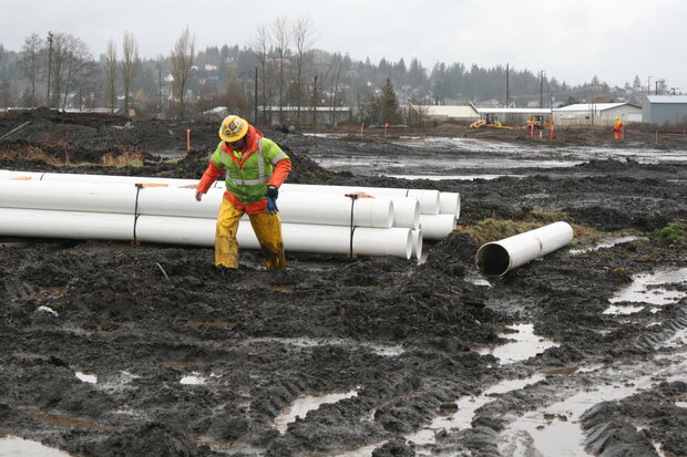 Construction in the rain