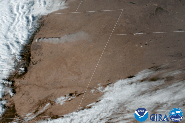 GOES image of Marshall Fire plume