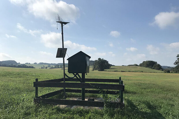 Cumulus clouds over observation well