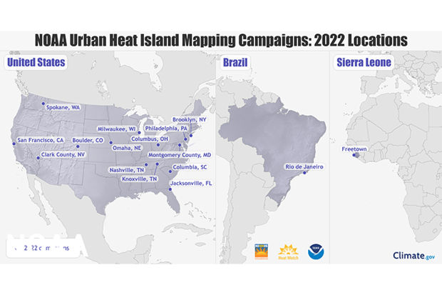 Urban heat island study map