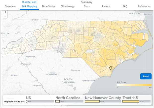 screenshot of new billion-dollar-disaster mapping tool