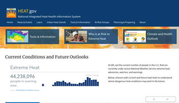 Screenshot of part of new heat.gov website