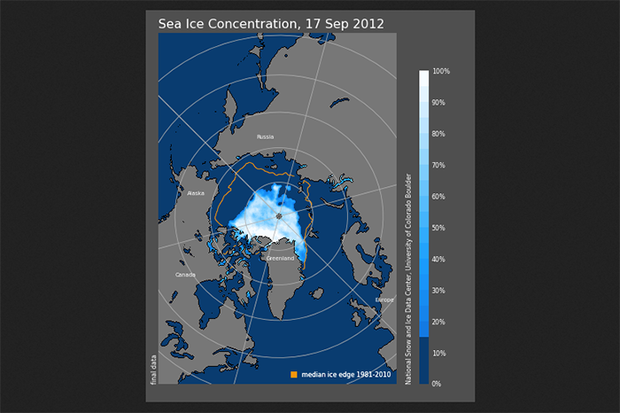 Arctic sea ice minimum map
