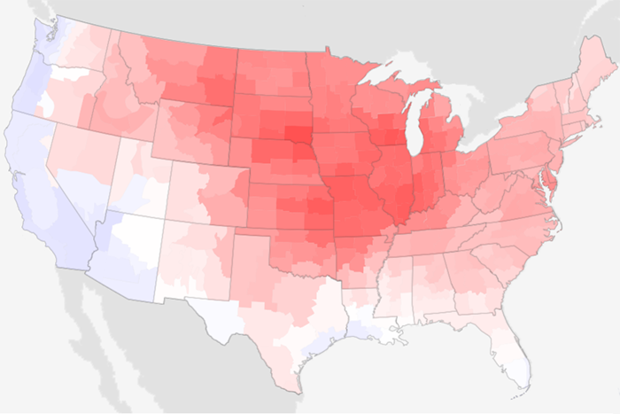 Temperature anomaly map
