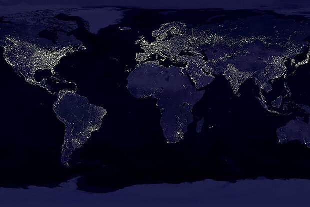 Satellite view of nighttime lights