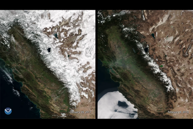 Sierra Nevada snowpack satellite images