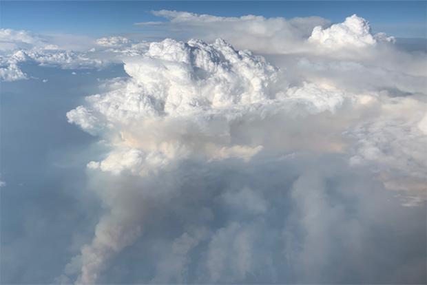 Towering cloud and smoke