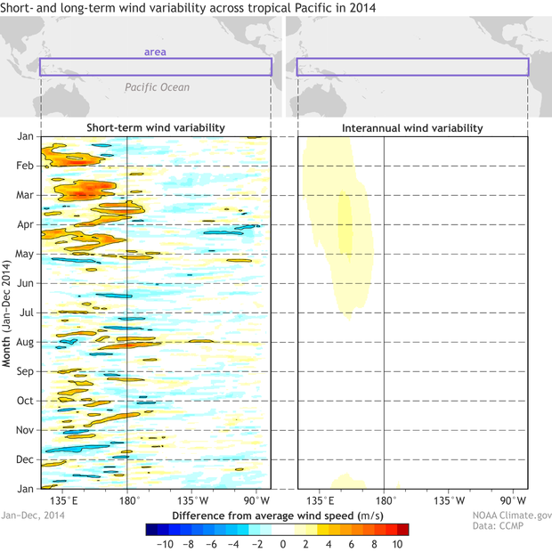Hovmoller diagram of winds from the 2014 "No-Show" El Niño